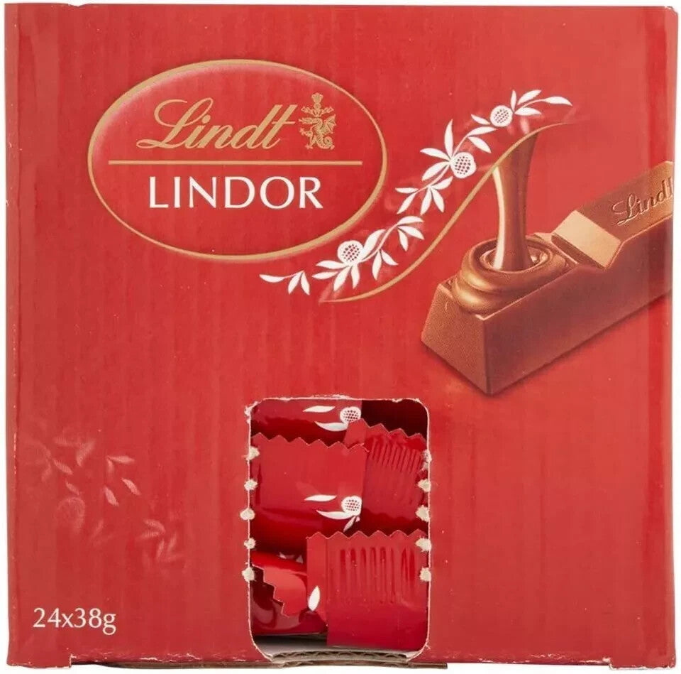 24 X LINDT LINDOR MILK CHOCOLATES TREAT BAR 38g