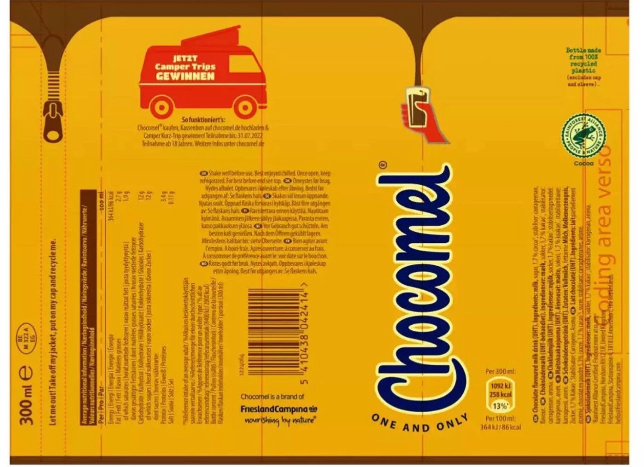 Chocomel Chocolate Milk Rich Smooth & Creamy Drink Gluten Free Pack 12 x 300ml