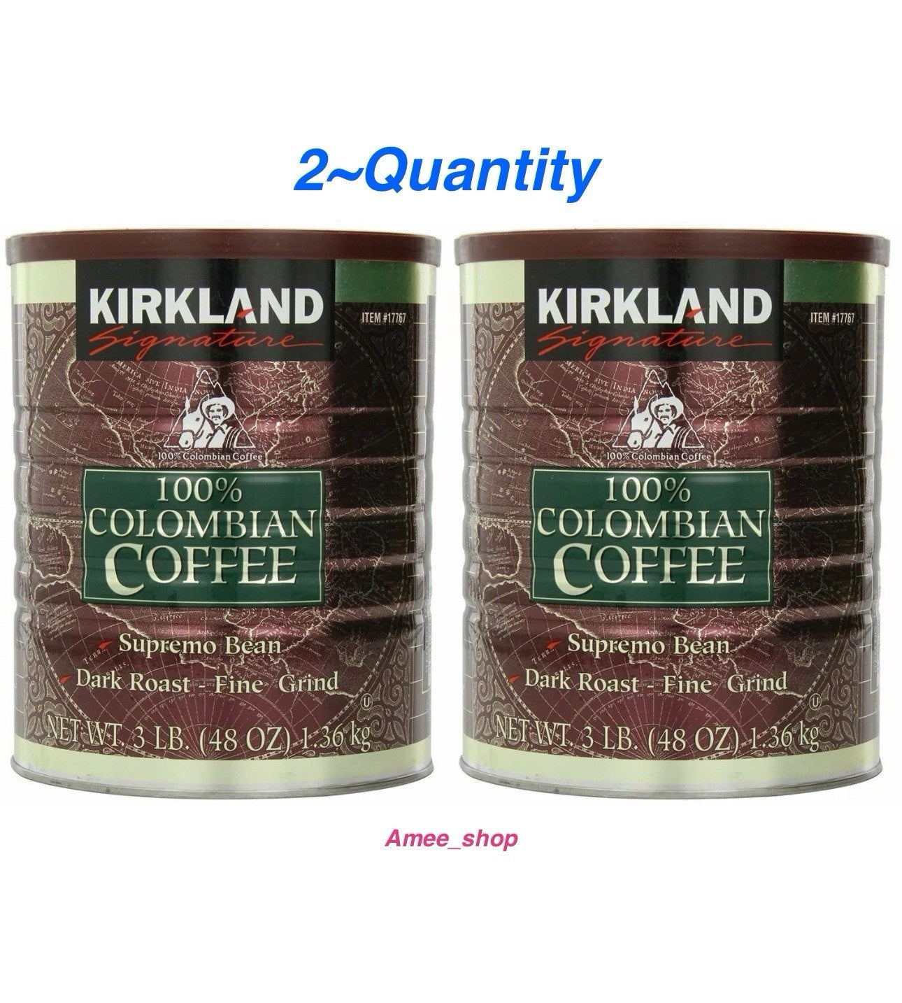 2 x 100% Colombian Ground Filter Coffee Each 1.36Kg