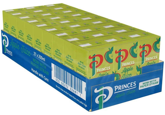 Princes Apple Juice From Concentrate Pure Juice Drink Carton Box Pack 27 x 200ml