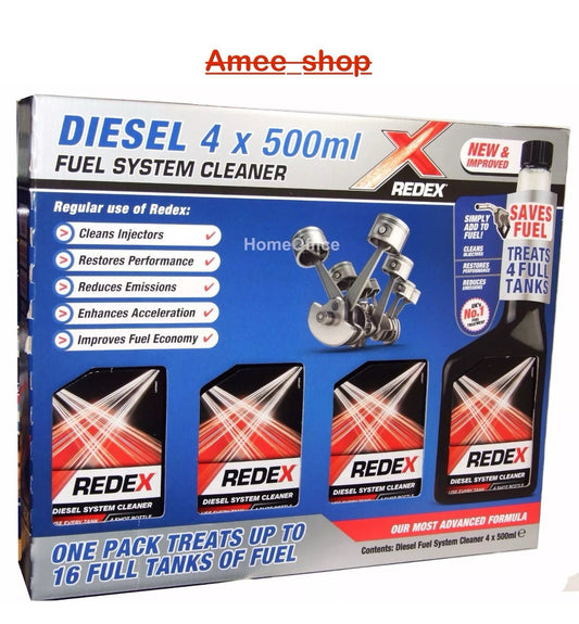 4 x 500ml Redex One Shot Diesel Fuel Engine Cleaner Injection Redx Red x