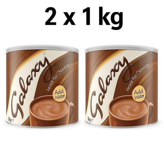 2Kg (2 x 1Kg) Galaxy Instant Hot Chocolate Large Tub Of Drinking Choc New Galaxy