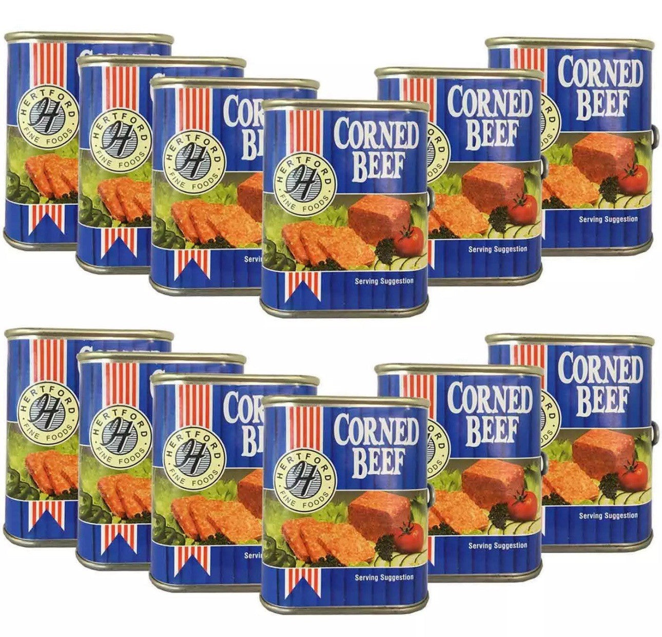 Hertford Fine Foods Corned Beef Ready To Eat Snack Sandwich Tin Can Pack 12x340g