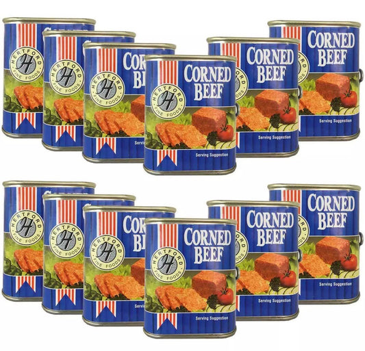Hertford Fine Foods Corned Beef Ready To Eat Snack Sandwich Tin Can Pack 12x340g