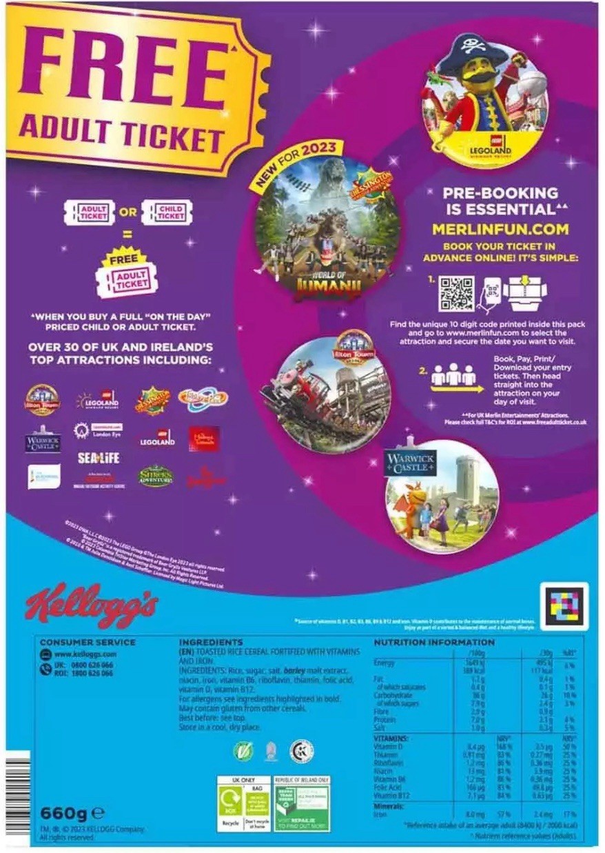 Kellogg's Rice Krispies Breakfast Toasted Grain Rice Cereal Mega Pack 2 x 660g