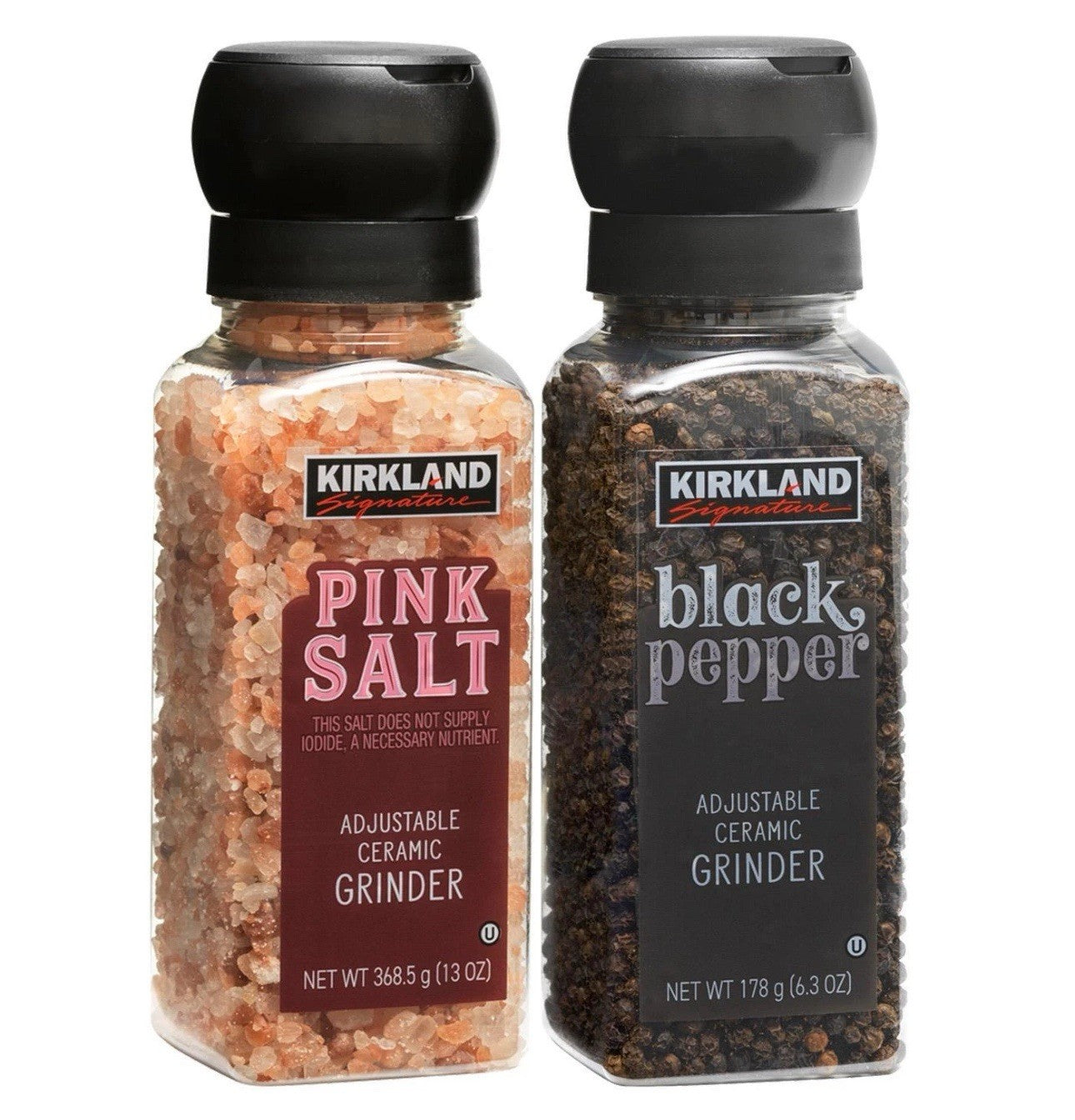 Kirkland Signature Black Pepper Corn Pink Salt Himalayan Grinder Pack + Refill