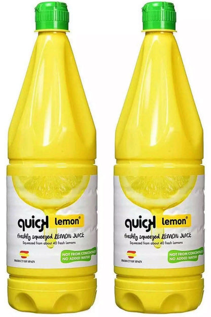 Quick Lemon Freshly Squeezed Juice Lemonade Not Concentrate (2x1000ml) Pack 2x1L