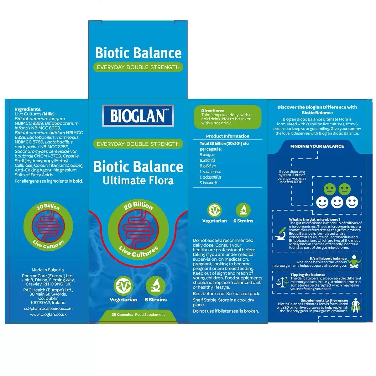2 x Bioglan Biotic Balance Ultimate Flora Double Strength Probiotic 30 Count