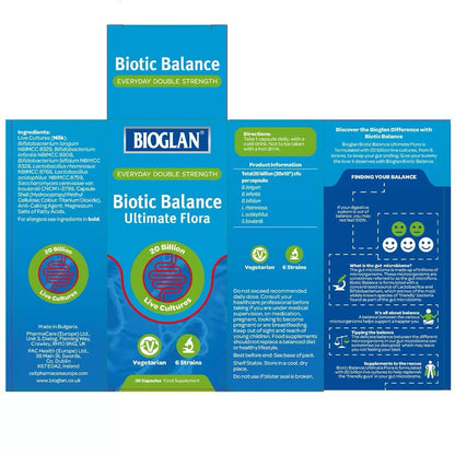 2 x Bioglan Biotic Balance Ultimate Flora Double Strength Probiotic 30 Count
