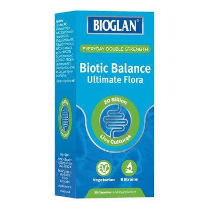 2 x Bioglan Biotic Balance Ultimate Flora Double Strength Probiotic 30 Count