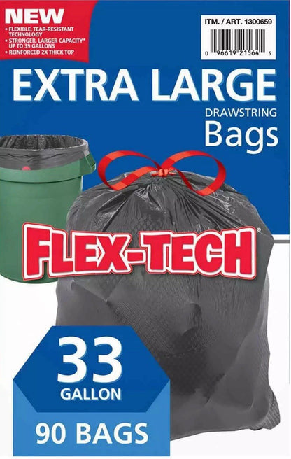 KIRKLAND SIGNATURE FLEX-TECH DRAWSTRING KITCHEN XL TRASH RUBBISH BIN 90 BAGS NEW