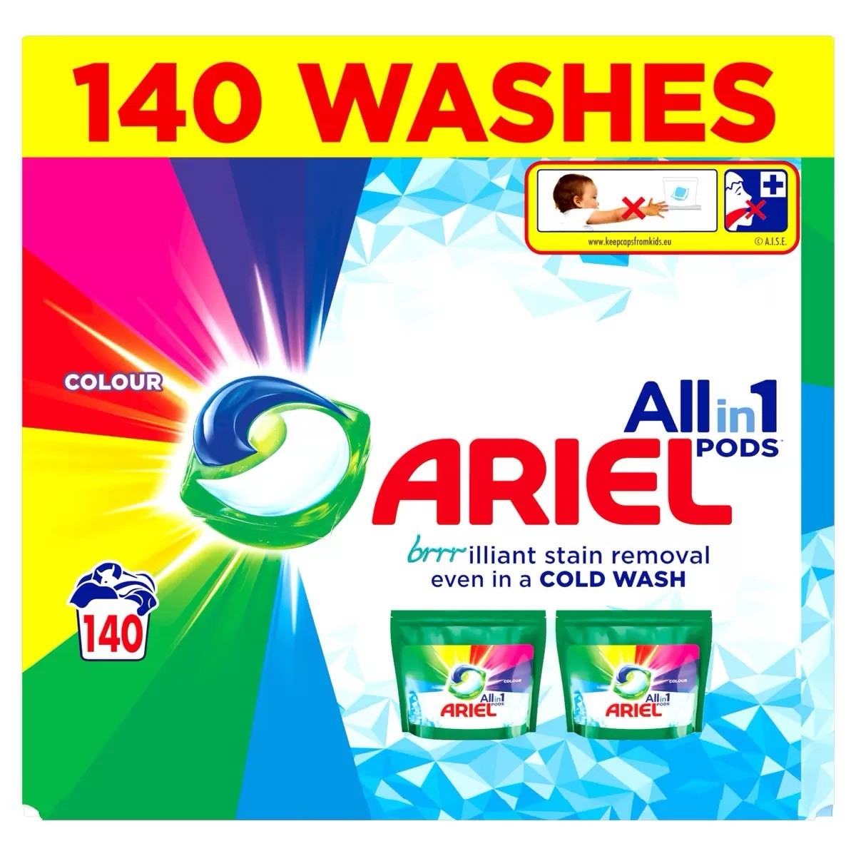 140 Ariel Colour Washing Pods All In 1 Pods Clothes Washes Cool Clean