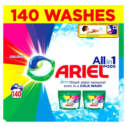 140 Ariel Colour Washing Pods All In 1 Pods Clothes Washes Cool Clean