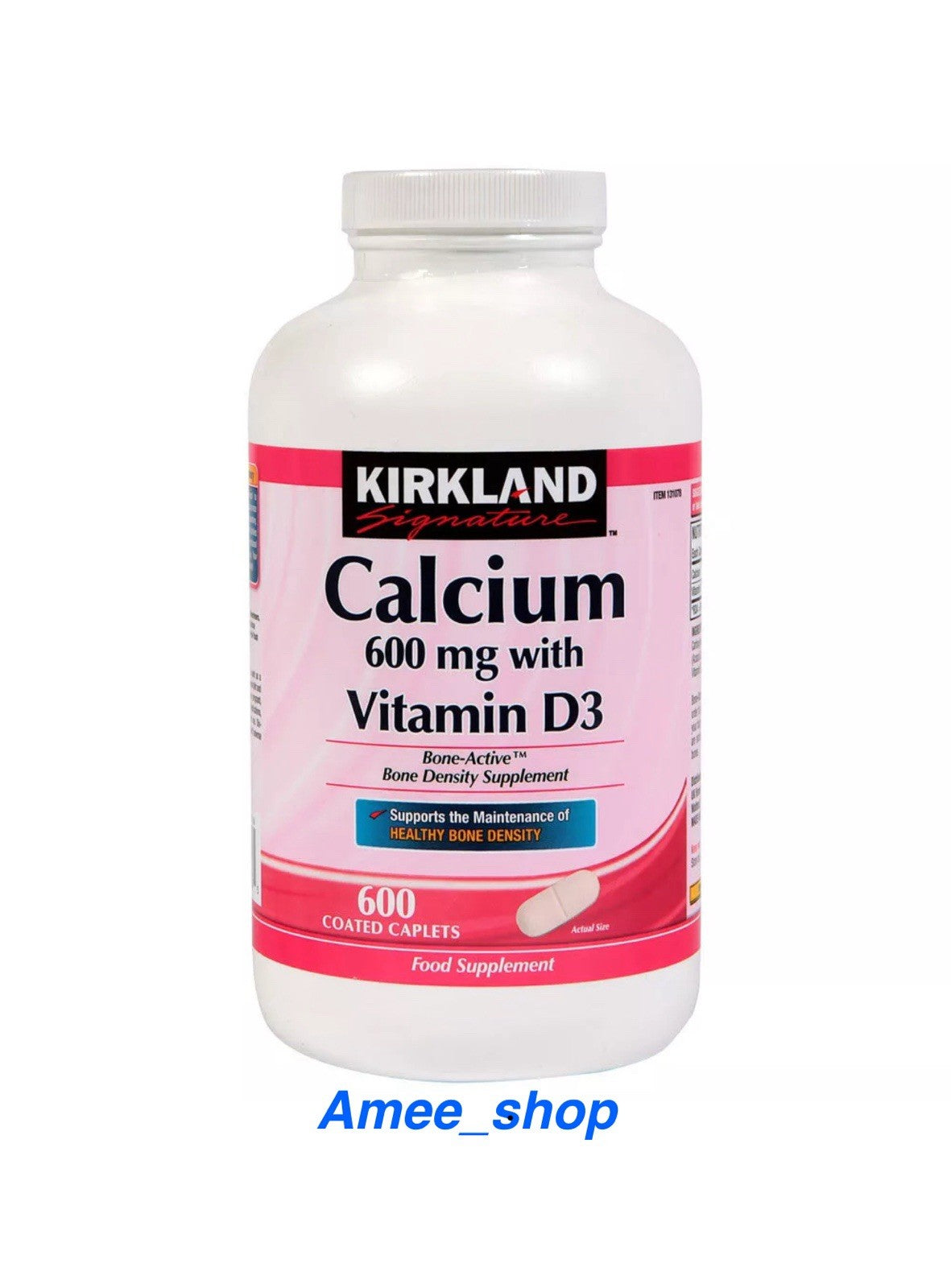 Kirkland Calcium 600mg with Vitamin D3 600 Coated Caplets Food Supplement