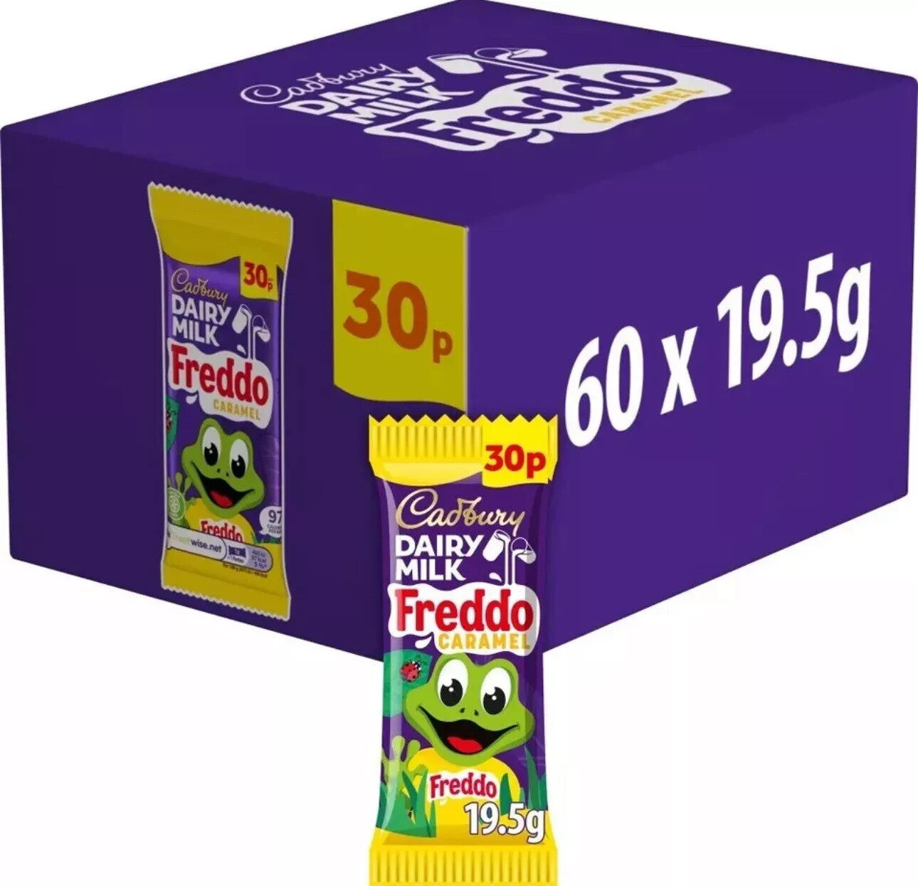 Cadburys Dairy Milk Freddo Caramel Box of 60 19.5g Bars, Only  £18.99