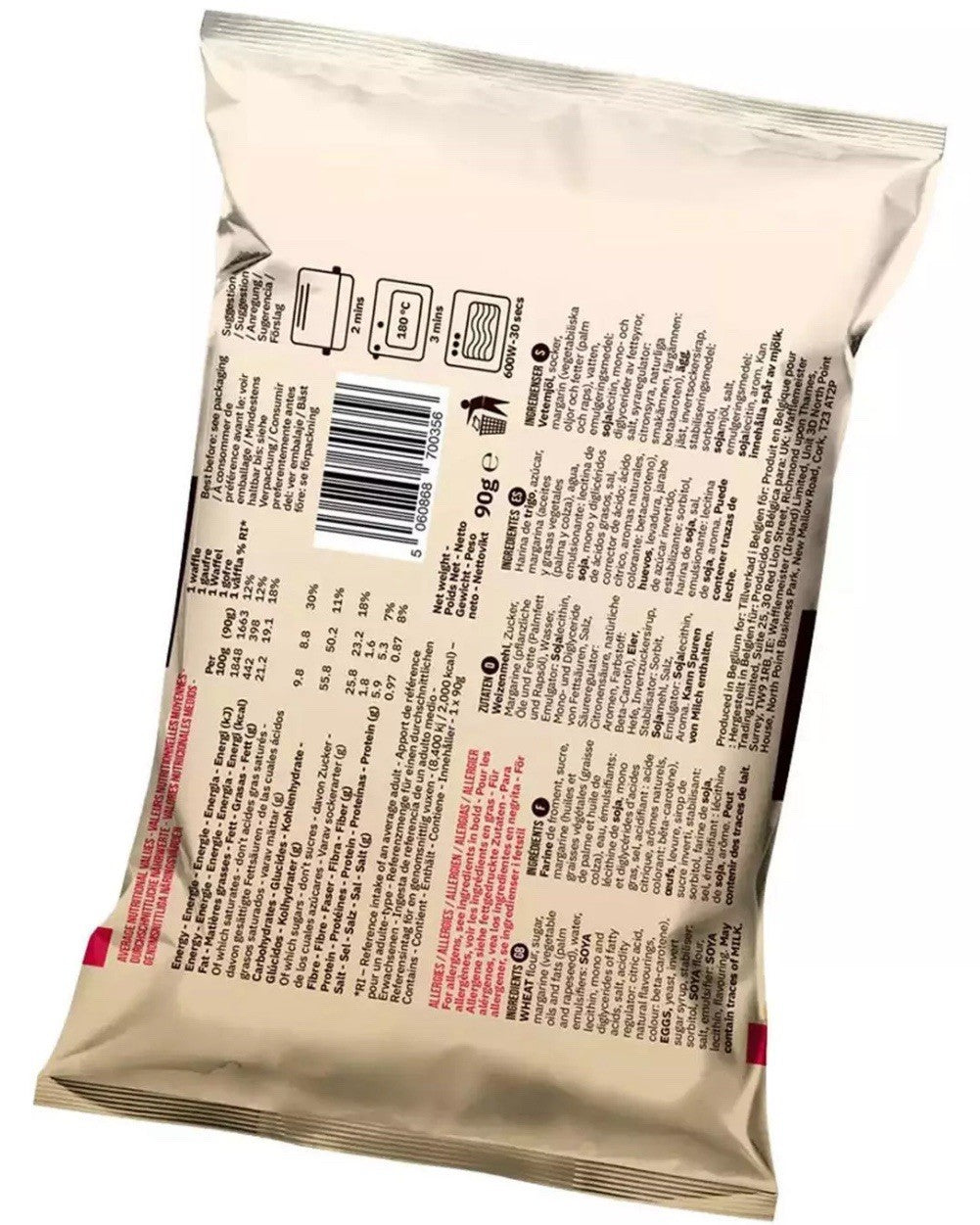 Wafflemeister Belgian Sugar Pearls Waffles Snack Packets 28x90g - Pack of 2.52kg