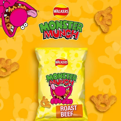 MONSTER MUNCH CRISPS SHARE BAGS £1.25 FULL CASE OF 18 BEEF Flavour x 72g Only
