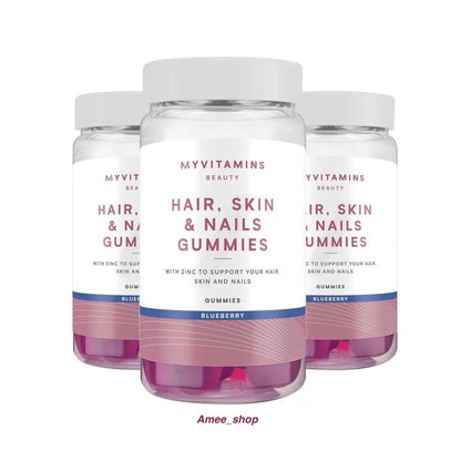 MyVitamins Hair Skin Nails Beauty Supplement Zinc Blueberry Pack 3 x 60 Gummies