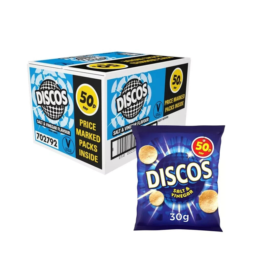 Discos Salt and Vinegar Flavour Snacks 30g Full Box (30 Pack)