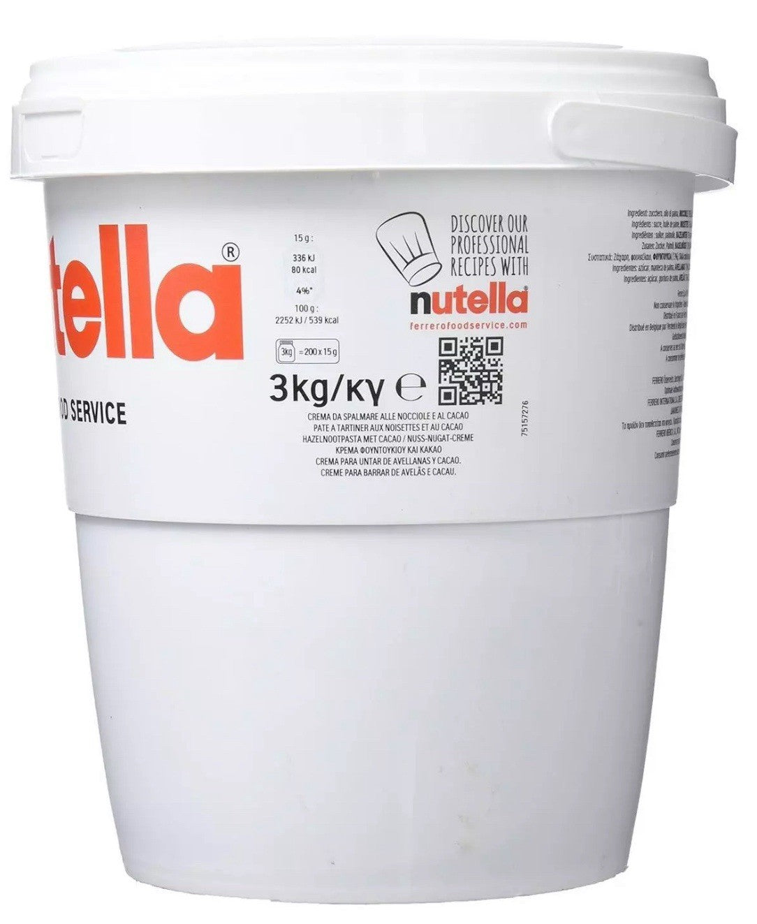 Ferrero Nutella Chocolate Hazelnut Spread with Cocoa Food Service Large Tub 3kg