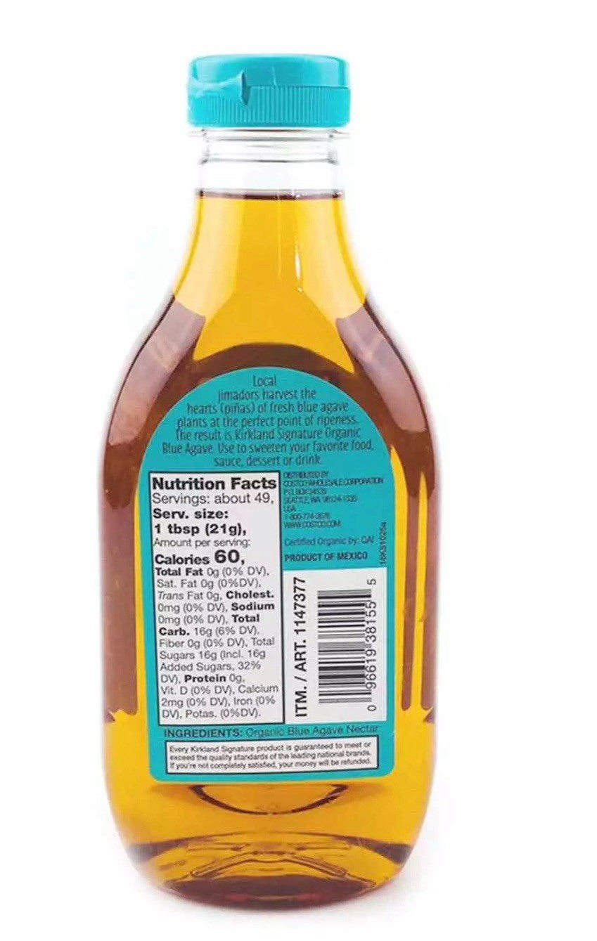 Kirkland Signature Organic Blue Agave Sweetener Syrup All Purpose Pack 2 x 736ml