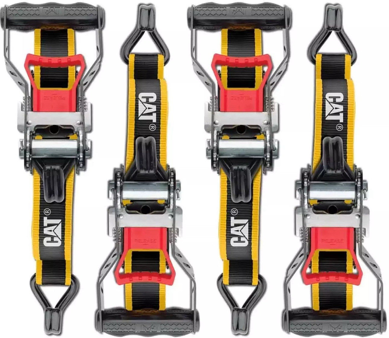 CAT Heavy Duty Ratchet Caterpillar Tie Down Strap Handle 4 Pcs Set 3.8 x 487.6cm