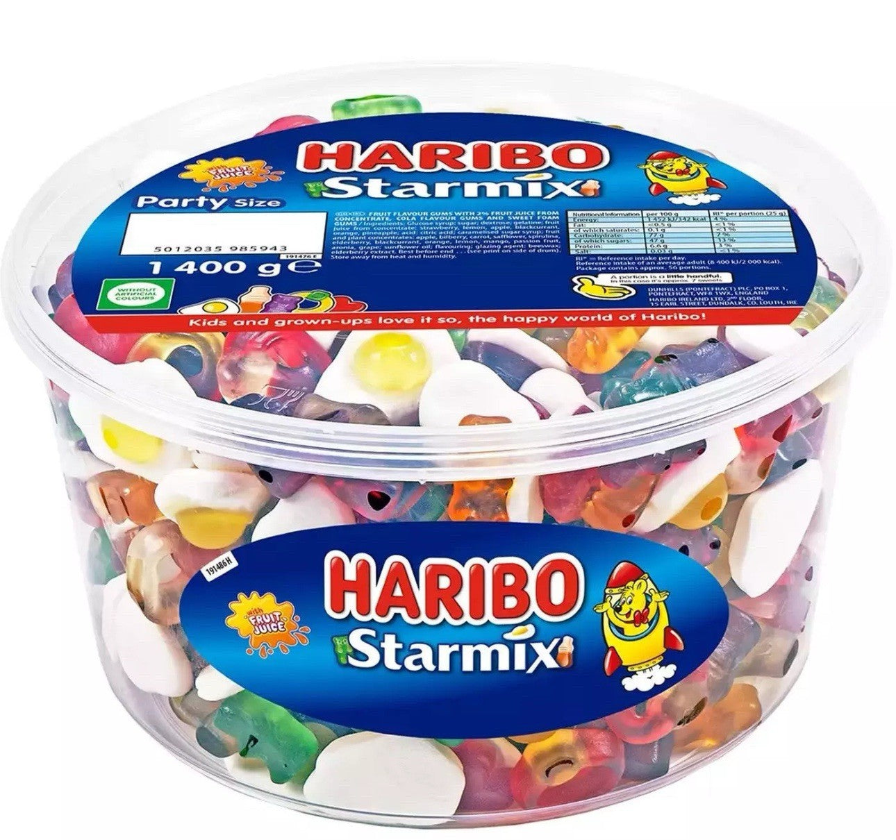 Haribo Starmix Mix Candy Fruit Cola Jelly Sweets Treat Party Size Tub Pack 1.4Kg