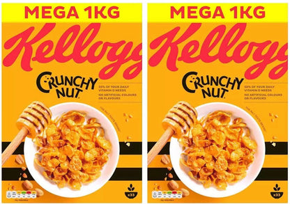 Kellogg's Crunchy Nut Sugar & Honey Golden Cornflake Breakfast Cereal Pack 2x1kg