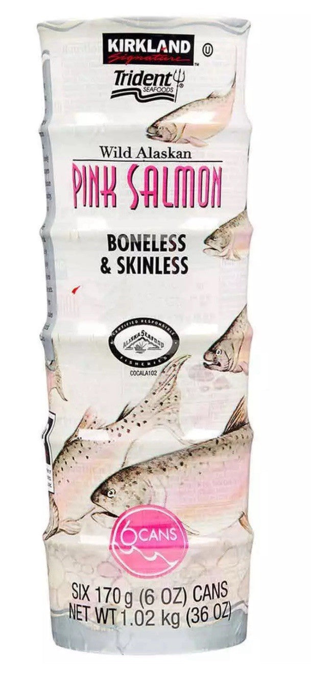 Kirkland Signature Wild Alaskan Pink Salmon Boneless & Skinless Cans Pack 6x170g