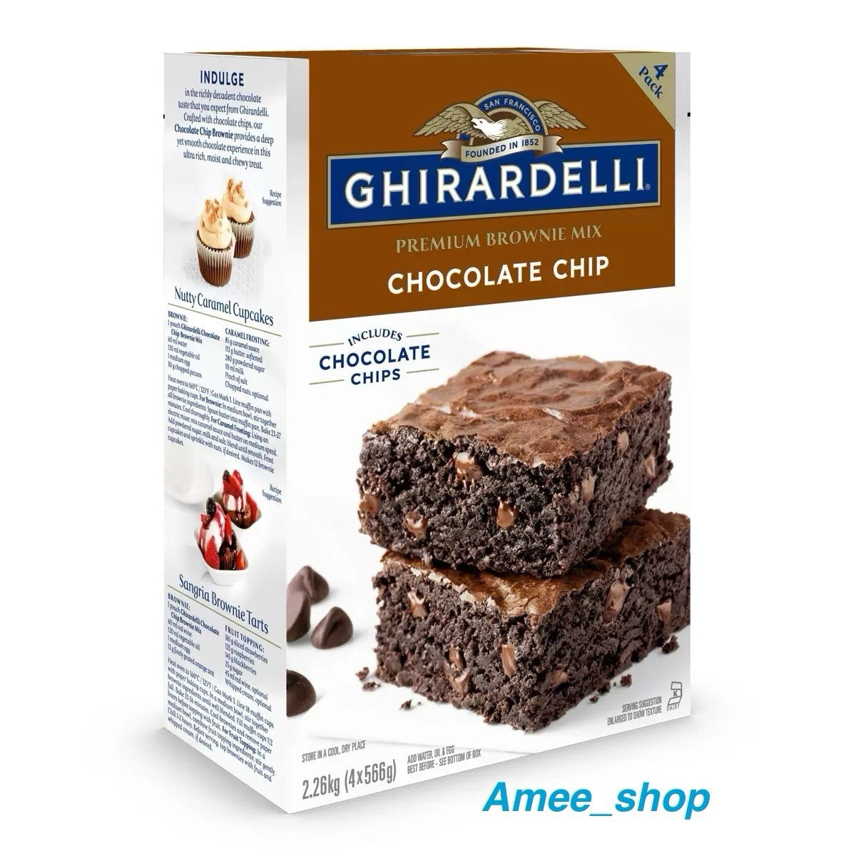 Ghirardelli Chocolate Chip Brownie Cake Premium Mix Pack of 4 Batches 2.26kg