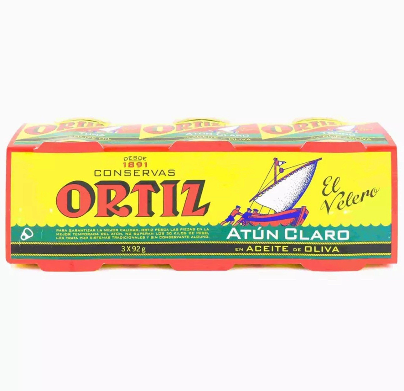 Ortiz Yellowfin Tuna Fillets in Olive Oil Fish Food Tins Biscay Pack 3 x 3 x 92g
