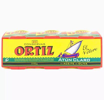 Ortiz Yellowfin Tuna Fillets in Olive Oil Fish Food Tins Biscay Pack 3 x 3 x 92g