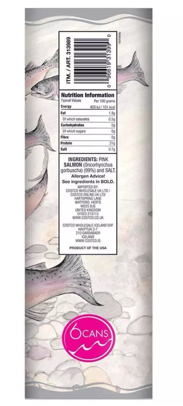 Kirkland Signature Wild Alaskan Pink Salmon Boneless & Skinless Cans Pack 6x170g