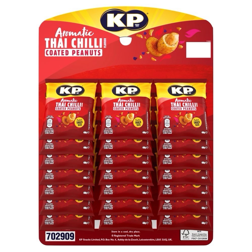 KP Aromatic Thai Chilli Coated Peanuts Pub Card 21x50g