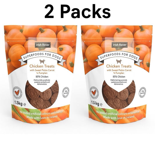 2 x 1.5Kg (3Kg) Irish Rover Dog Treats Chicken Sweet Potato