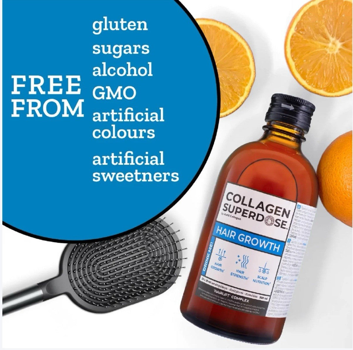 GOLD COLLAGEN SUPERDOSE Hair Growth Drink 30 Day Treatment - Multi Fruit 300ml