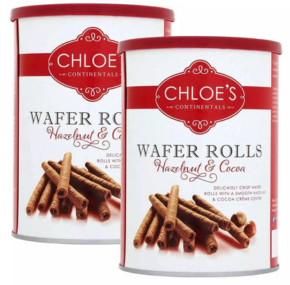 Chloe's Wafer Rolls Hazelnut & Cocoa Chocolate Crisp Smooth Crème Packs 2 x 400g