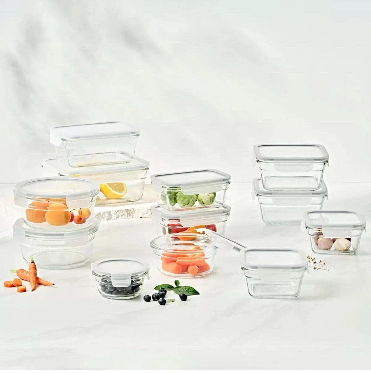 Glasslock Premium Food Storage Boxes Safe Tempered Glass + Lids Set Pack 26 Pcs