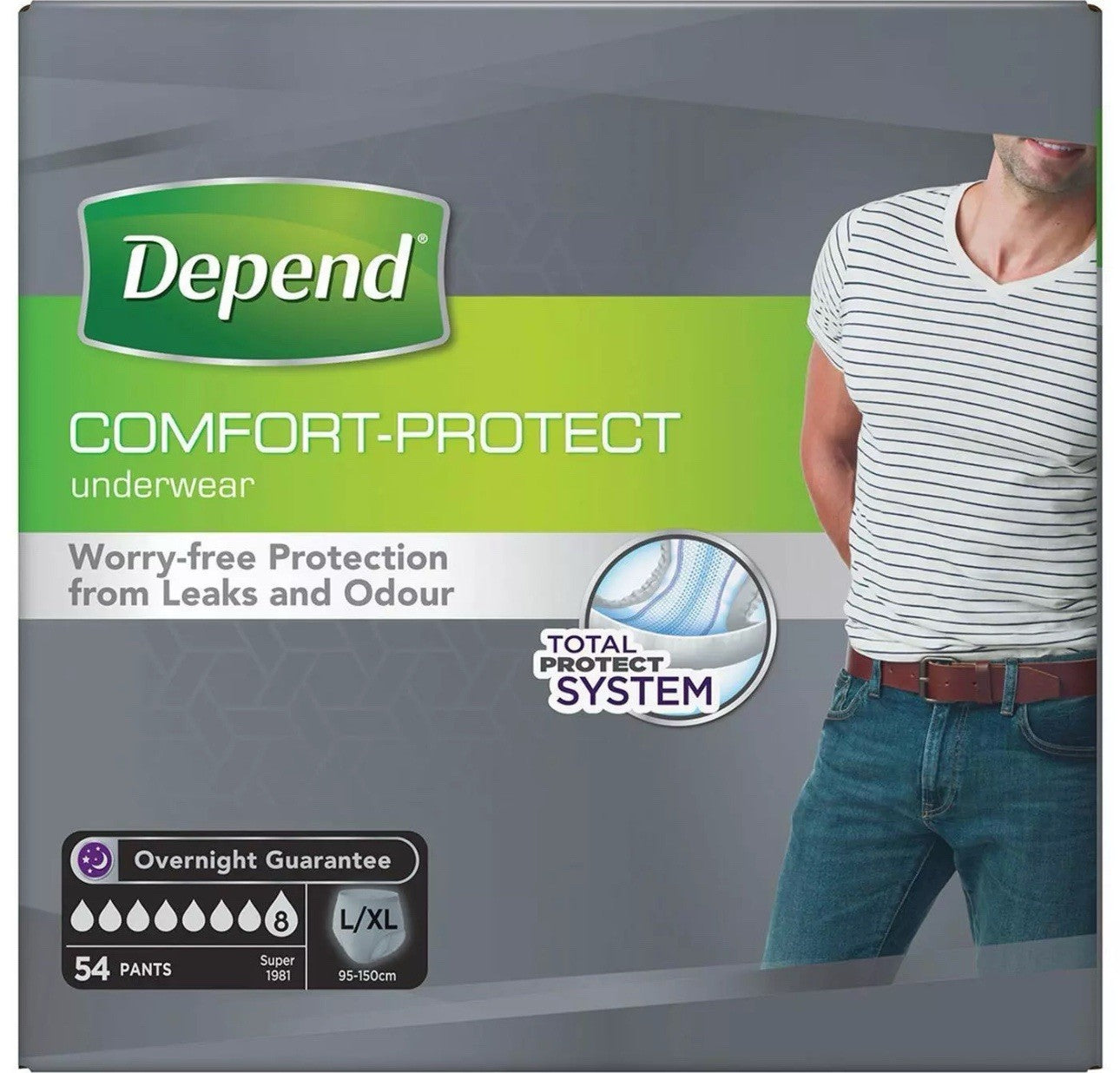 Depend Incontinence L/XL Underwear Comfort Protect Large Male Pads Men 54 Pants