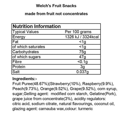 Welch's Mixed Fruit Snacks, Made With Real Fruit, Gluten Free 80 x 25g Pouches