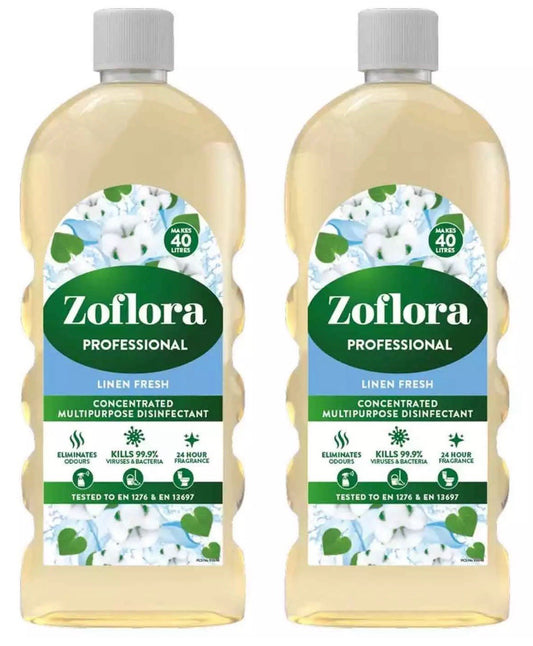 Zoflora Concentrated Multipurpose Disinfectant All Day Linen Fresh Pack 2 x 1L