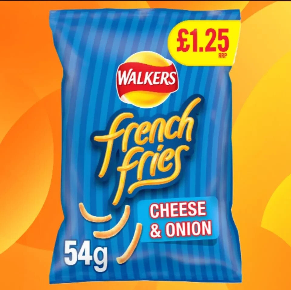 Full Box of 18 Walkers Cheese And Onion French Fries Share Bags 54g Only £18.99