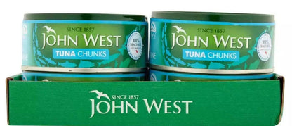 John West Tuna Chunks in Brine Tins 100% Traceable Fish Cans UK Pack 12 x 145g