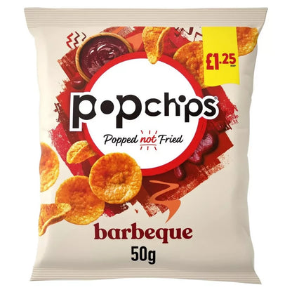 16 x 50g Popchips Barbeque Flavour Popped Potato Chips PMP £1 Full Case £19.99