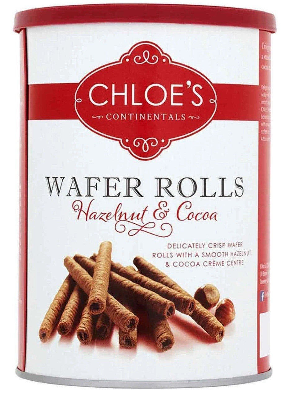 Chloe's Wafer Rolls Hazelnut & Cocoa Chocolate Crisp Smooth Crème Packs 2 x 400g