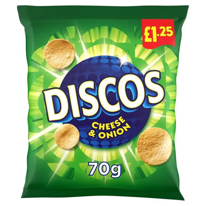 Discos Cheese & Onion Crisps Full Case 16 x 70g Price Marked £1.25 Only £19.99