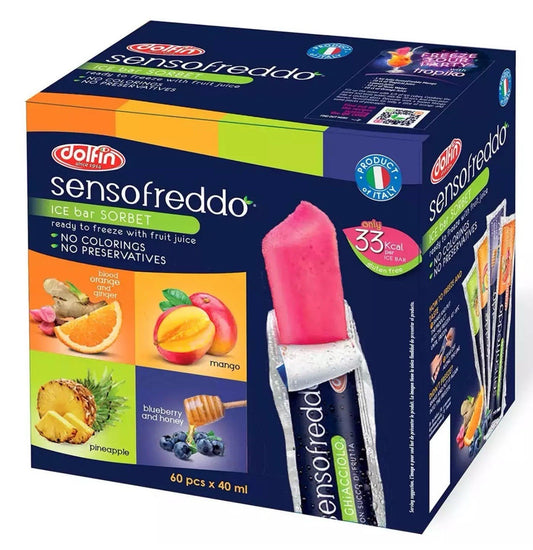 Sensofreddo  Real Fruit Juice Pops Ice Bar Lollies Sorbet Freeze  Pack 60 x 40ml