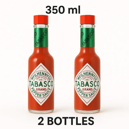  2 x 350ml  Original Mcilhenny Company Tabasco Pepper / Sauce Large Bottles