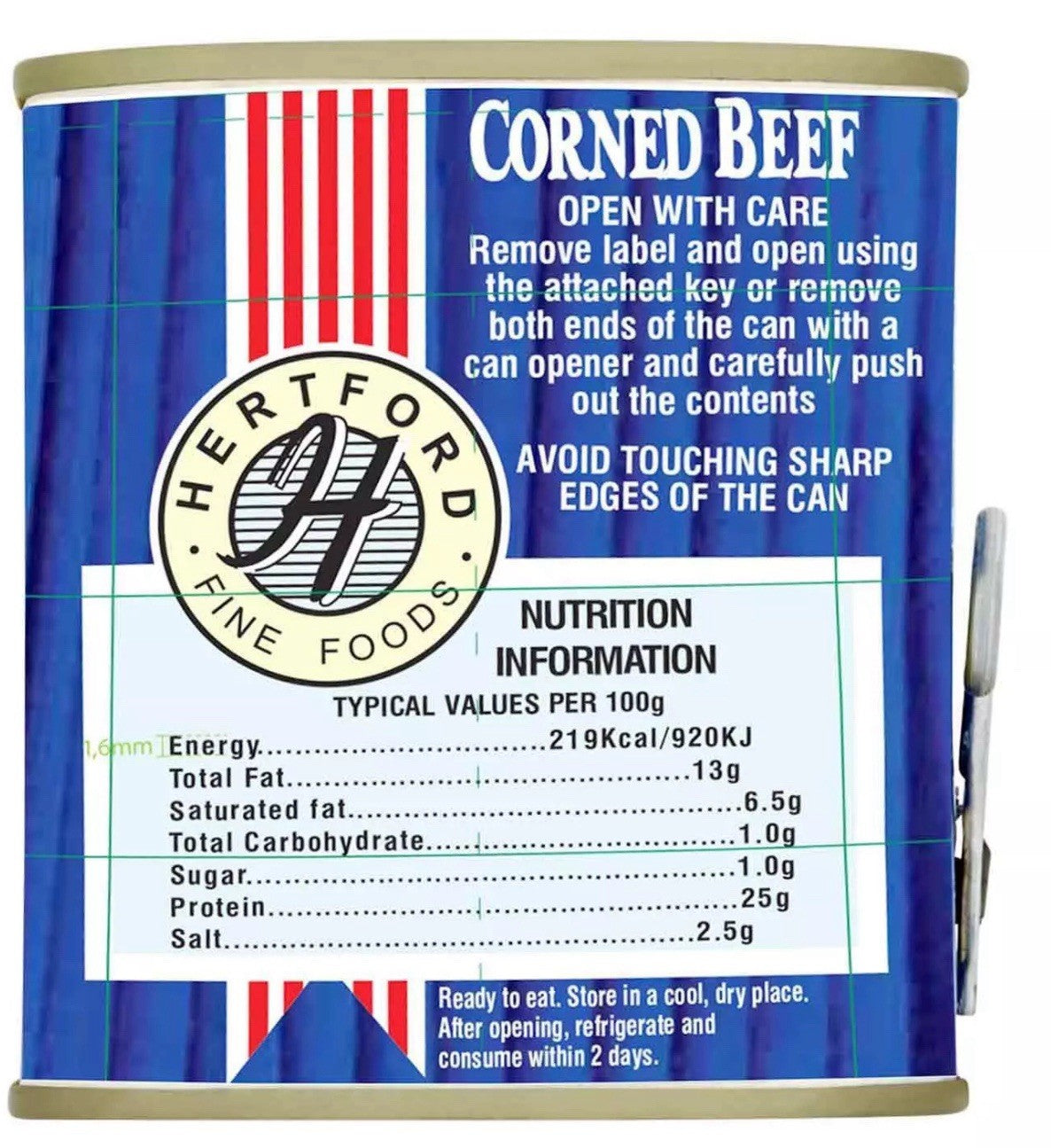 Hertford Fine Foods Corned Beef Ready To Eat Snack Sandwich Tin Can Pack 12x340g