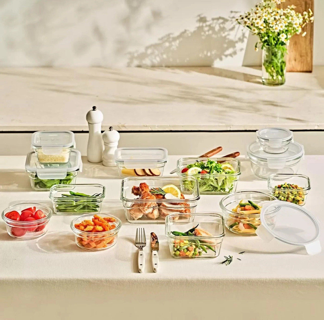 Glasslock Premium Food Storage Boxes Safe Tempered Glass + Lids Set Pack 26 Pcs